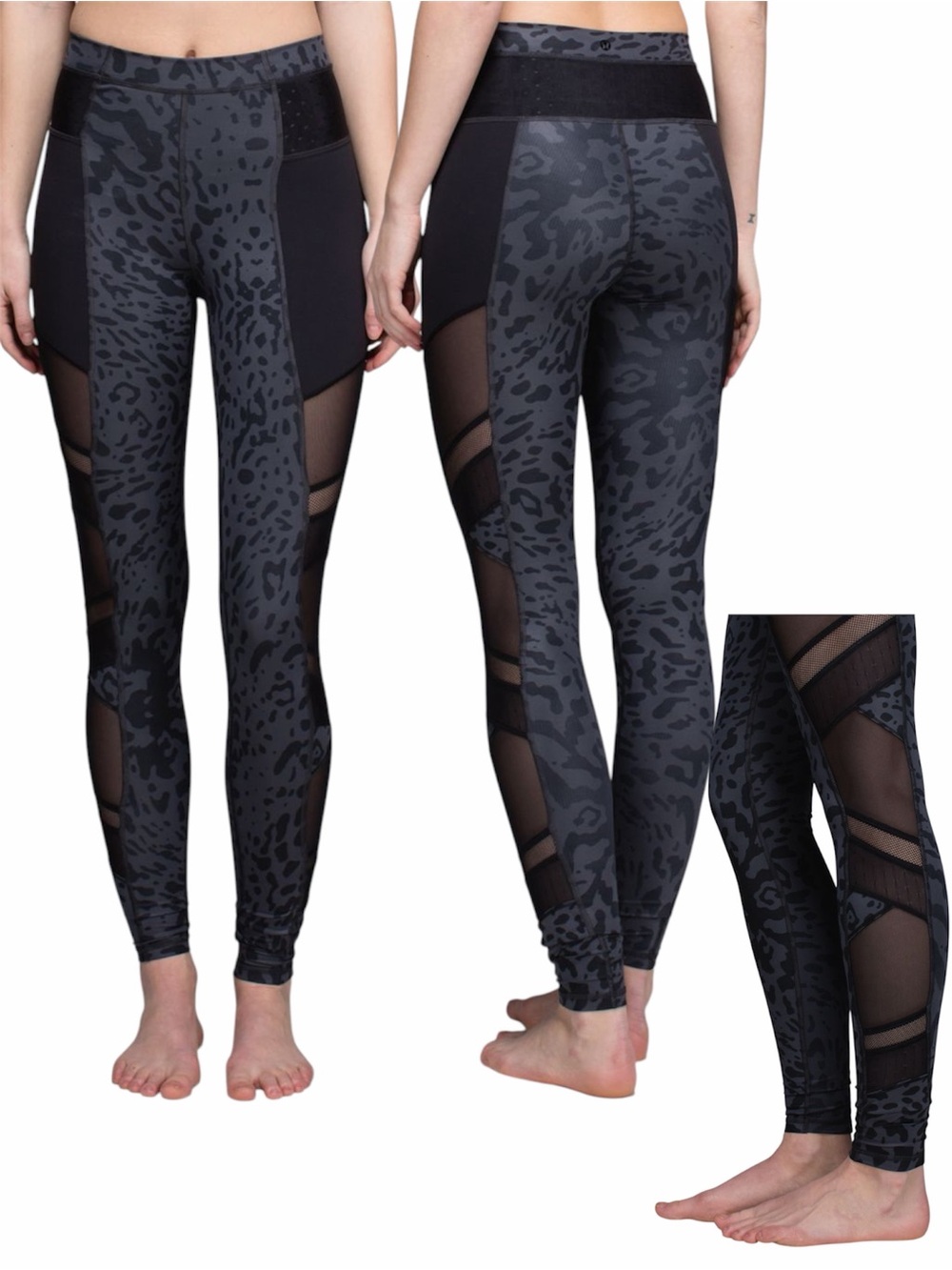 Lululemon Just Breathe Pant Animal Swirl Deep Coal Light / Black Yoga Leggings
